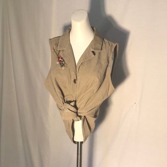 Corduroy vest with embroidered detail - Picture 2 of 8